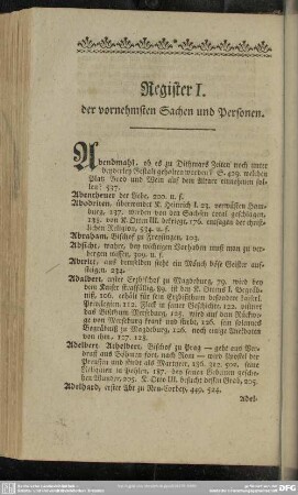 Register I. der vornehmsten Sachen und Personen