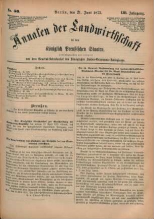No. 50. Berlin, den 21. Juni 1873. XIII. Jahrgang.