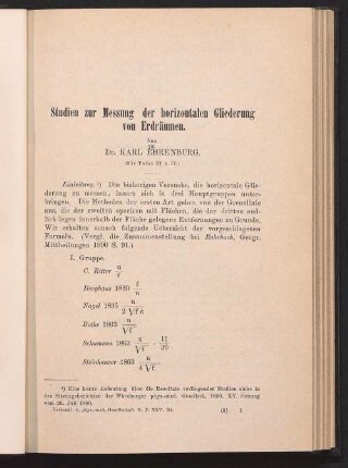 Studien zur Messung der horizontalen Gliederung von Erdräumen