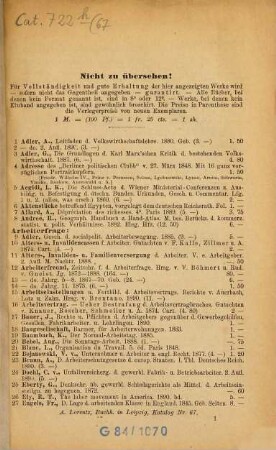 Antiquariats-Katalog ... : Alfred Lorentz. Antiquariats- & Sortimentsbuchhandlung. [Auch m. d. Tit.]: Lager-Katalog ..., 67