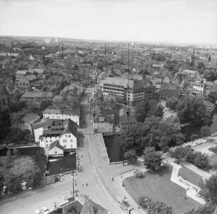 Straßenkreuzung Barfüßer- und Schlösserstraße in der Erfurter Altstadt : Blickrichtung Nordwesten
