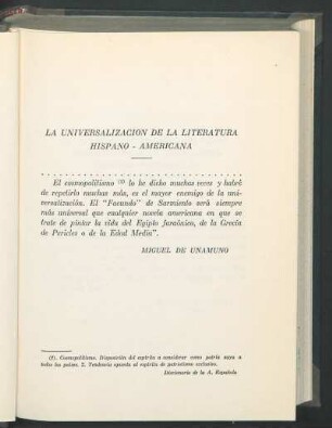 La universalización de la literatura hispano-americana
