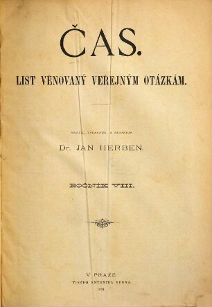 Čas : list věnovaný veřejným otázkám. 8. 1894