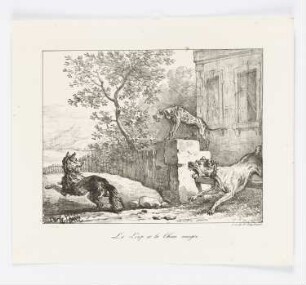Le Loup et le Chien maigre, Blatt aus: "La Fontaines Fabeln"