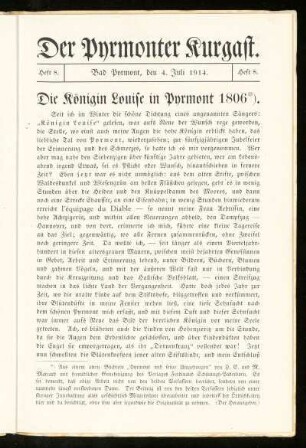 Der Pyrmonter Kurgast Heft 8, den 4. Juli 1914.
