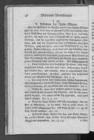 V. Pflichten der Wehe=Mütter.