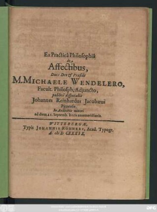 Ex Practica Philosophia de Affectibus