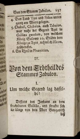 IV. Von dem Erbtheil des Stammes Zabulon.
