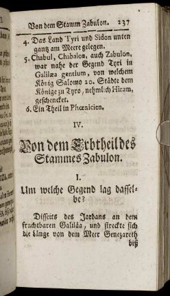 IV. Von dem Erbtheil des Stammes Zabulon.