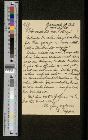 Postkarte an Arthur Wichmann