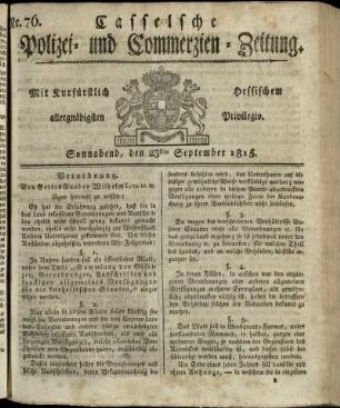Nr. 76, Sonnabend, den 23sten September 1815