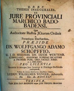 Theses inaugurales, ex jure provinciali Marchico Bado-Badensi