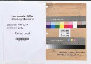Entnazifizierung Josef Rickert , geb. 14.01.1899 (Postbeamter)
