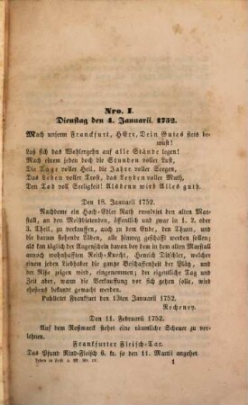 Leben in Frankfurt am Main : Auszüge der Frag- und Anzeigungs-Nachrichten von ihrer Entstehung an im Jahre 1722 bis 1821, 4. Vom Jahre 1752 bis 1761