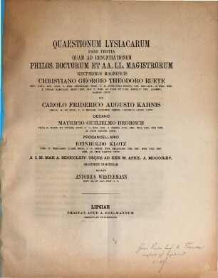 Rector commilitonibus certamina eruditionis propositis praemiis in annum ... indicit, 1864/65