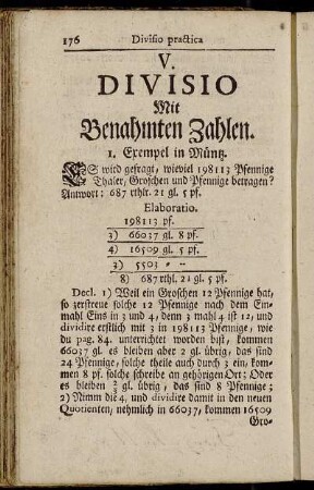 IV Divisio Mit Benahmten Zahlen.