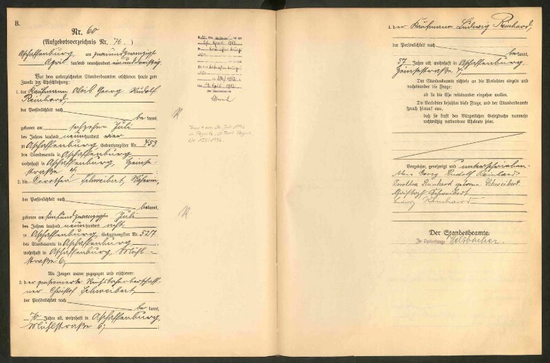 Standesamtsbuch der Stadt Aschaffenburg: Eheschließungen 252/1930 - 130/1931