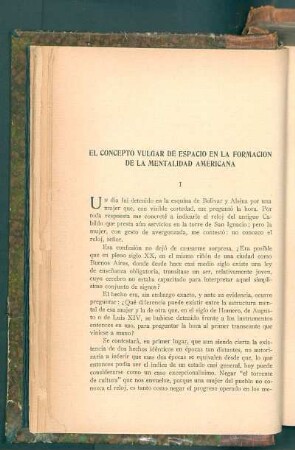 El concepto vulgar de espacio en la formación de la mentalidad americana