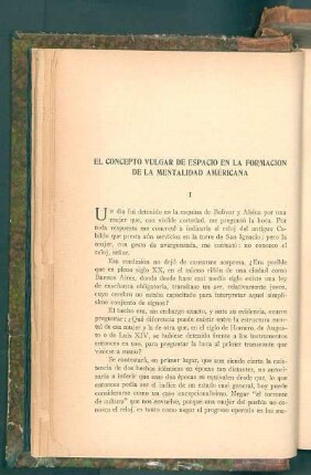 El concepto vulgar de espacio en la formación de la mentalidad americana