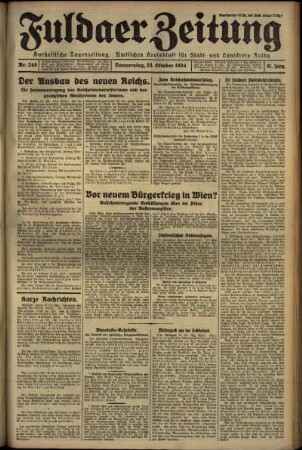 Erste Ausgabe vom Donnerstag, den 25. Oktober 1934.