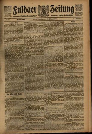 Erste Ausgabe vom Samstag, den 15. Oktober 1910.
