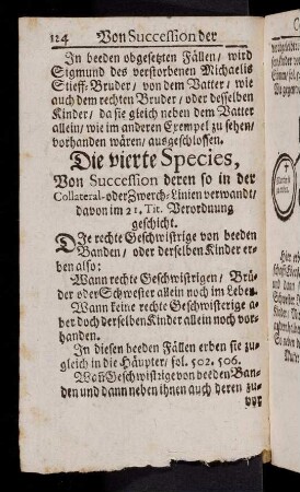124-136, Von der Succession der Collateraln
