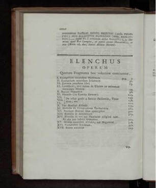 Elenchus Operum. Quorum Fragmenta hoc volumine continentur
