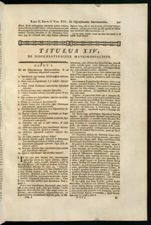 595-607, Titulus XIV. De Dispensationibus Matrimonialibus.
