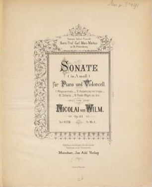 Sonate : (in a-Moll) ; für Piano u. Violoncell ; op. 111