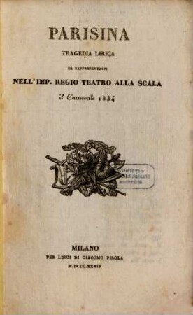 Parisina : Tragedia lirica