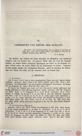 II. Uebersicht und Kritik der Quellen