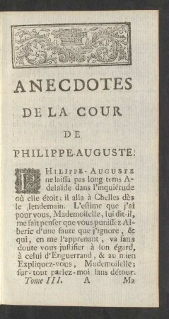 Anecdotes De La Cour De Philippe-Auguste