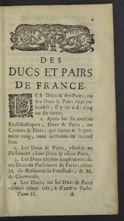 Des Ducs et Pairs de France. Chapitre I. - III.