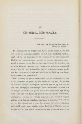 IV. Een middel, geen panacea
