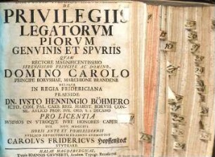 Dispvtatio Ivridica Inavgvralis De Privilegiis Legatorvm Piorvm Genvinis Et Spvriis
