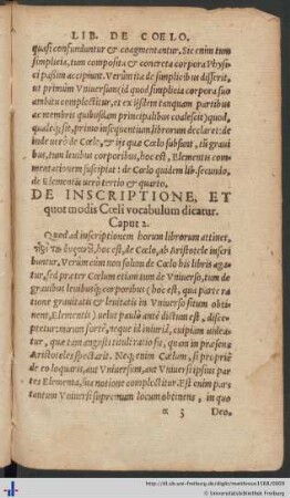 De Inscriptione, et quot modis coeli vocabulum dicatur. Caput 2.