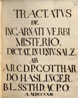 Gotthardi Haslinger tractatus de incarnatione, Salisburgi exceptus - BSB Clm 27999 d