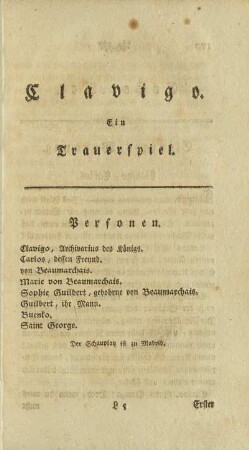 Clavigo. Ein Trauerspiel