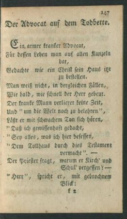 Der Advocat auf dem Todbette.