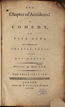 The chapter of accidents : a comedy in 5 acts