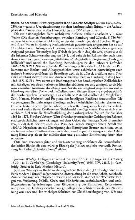 Whaley, Joachim :: Religious toleration and social change in Hamburg, 1529 - 1819, (Cambridge studies in early modern history) : Cambridge, Cambridge University Press, 1985