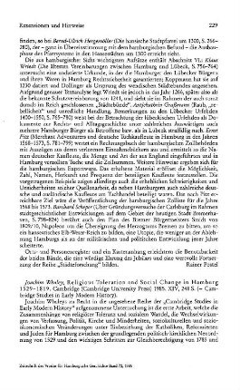 Whaley, Joachim :: Religious toleration and social change in Hamburg, 1529 - 1819, (Cambridge studies in early modern history) : Cambridge, Cambridge University Press, 1985