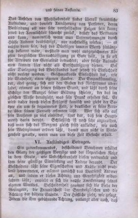VI. Anständiges Betragen.