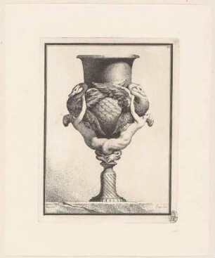 Vase, dekoriert mit weiblichen Mischwesen und Schwänen, aus der Folge "Suite de Vases", Bl. 25