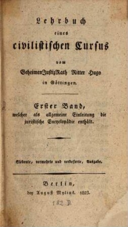 Lehrbuch der juristischen Encyclopädie