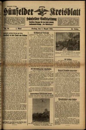 Erste Ausgabe vom Freitag, den 07. August 1942.