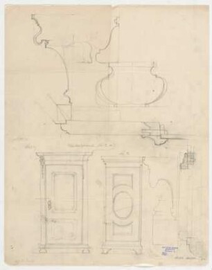 Thiersch, Friedrich von; München; Justizpalast - Kleiderschrank (Ansichten, Schnitte)