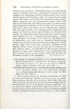 590-592 [Rezension] Stelzenberger, Johannes, Die Mystik des Johannes Gerson
