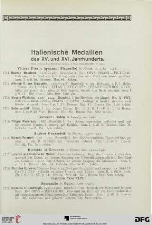 Italienische Medaillen des XV. und XVI. Jahrhunderts (Nr. 1711-1777)