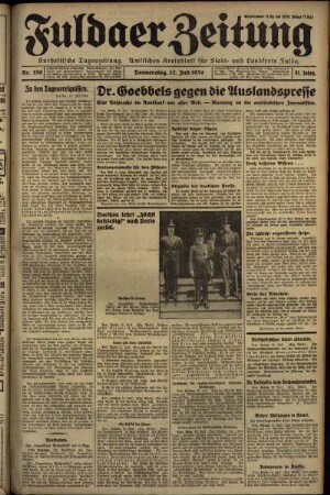Erste Ausgabe vom Donnerstag, den 12. Juli 1934.
